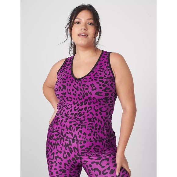 NWT Lane Bryant LIVI Animal Print V-Neck Crop Tank Top Plus Size: 14/16 (1X) - Picture 3 of 5
